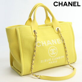 ＼6/5限定★さらに+3倍に2000円OFFクーポン／【中古】 シャネル トートバッグ レディース ブランド CHANEL ドーヴィル スモール バッグ キャンバス イエロー