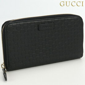 【中古】 グッチ 長財布ラウンドファスナー ユニセックス ブランド GUCCI マイクログッチシマ ジップアラウンドウォレット レザー 449391 BMJ1G 1000 ブラック