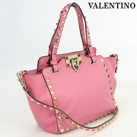 ＼27日02時まで★先着2000円OFFクーポン／【中古】 ヴァレンティノ ハンドバッグ レディース ブランド VALENTINO ロックスタッズ 2WAYバッグ レザー ピンク