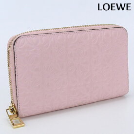 ＼4/27 09:59まで★先着2000円OFFクーポン／【中古】 ロエベ ラウンドファスナー財布 レディース ブランド LOEWE リピート ジップウォレット エンボスシルクカーフ ピンク 財布