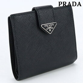 ＼4/27 09:59まで★先着2000円OFFクーポン／【中古】 プラダ 二折財布小銭入付き メンズ ブランド PRADA サフィアーノタブ財布 レザー 2M0008 2DYG F0002 ブラック 財布