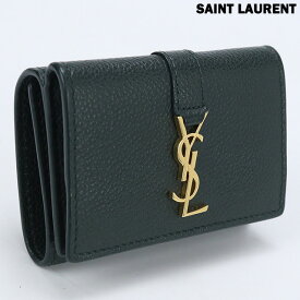 ＼今なら★2100円OFFクーポン／【中古】 サンローラン 三折財布小銭入付き レディース ブランド SAINT LAURENT オリガミ タイニーウォレット カーフ 620287 グリーン 財布