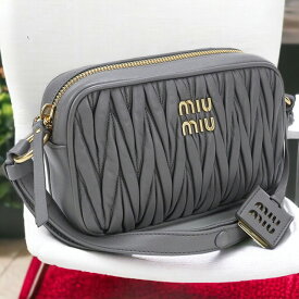 【中古】 ミュウミュウ 斜め掛け ショルダーバッグ レディース ブランド MIUMIU(OUTLET) マテラッセ ショルダーバッグ レザー 5BH118 グレー バッグ