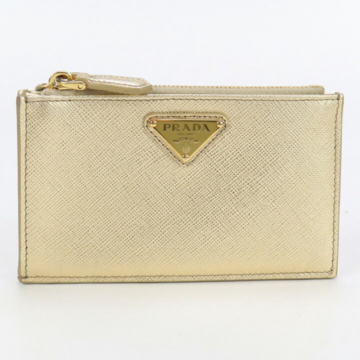 プラダ PRADA 小銭入れ ジップ コインケース メタリックゴールド 