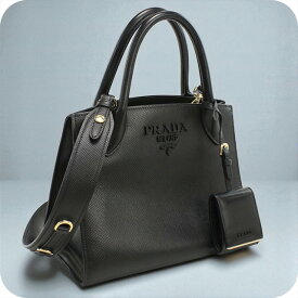 【中古】 プラダ トートバッグ レディース ブランド PRADA モノクローム 2WAYトートバッグ PR93073 ブラック バッグ 軽量 手提げ 高級 おしゃれ プレゼント 女性 実用的 かわいい