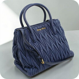 【中古】 ミュウミュウ トートバッグ レディース ブランド MIUMIU マテラッセ 2WAY ブルー バッグ 軽量 手提げ 高級 おしゃれ プレゼント 女性 実用的 かわいい