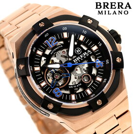 ブレラ ミラノ スーパースポルティーボ エヴォ オートマティック 自動巻き 腕時計 ブランド メンズ オープンハート BRERA MILANO BMSSAS4502-BRC アナログ ブラック ピンクゴールド 黒 父の日 プレゼント 実用的
