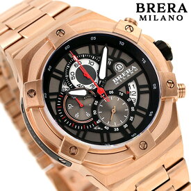 ブレラ ミラノ スーパースポルティーボ エヴォ クオーツ 腕時計 ブランド メンズ クロノグラフ BRERA MILANO BMSSQC4502C-BRC アナログ ブラック ピンクゴールド 黒 父の日 プレゼント 実用的