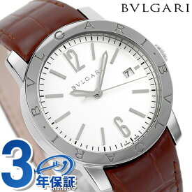 ブルガリ ブルガリブルガリ 39mm 自動巻き 腕時計 ブランド メンズ 革ベルト BVLGARI BB39WSLD アナログ ホワイト ブラウン 白 スイス製 記念品 プレゼント ギフト