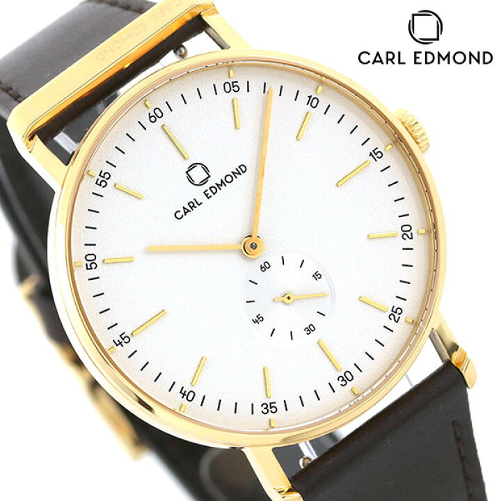 楽天市場 カールエドモンド Carl Edmond メンズ 腕時計 北欧 シンプル ミニマリズム Cer4021 Dby21 リョーリット 40mm ホワイト ダークブラウン 革ベルト 時計 腕時計のななぷれ