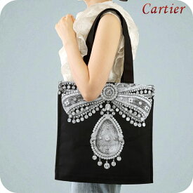 カルティエ トートバッグ メンズ レディース ブランド Cartier V&A エキシビジョン トートバッグ ストマッカーブローチ ヴィクトリア＆アルバート博物館 カルティエ展 限定トートバッグ 169934 ブラック バッグ