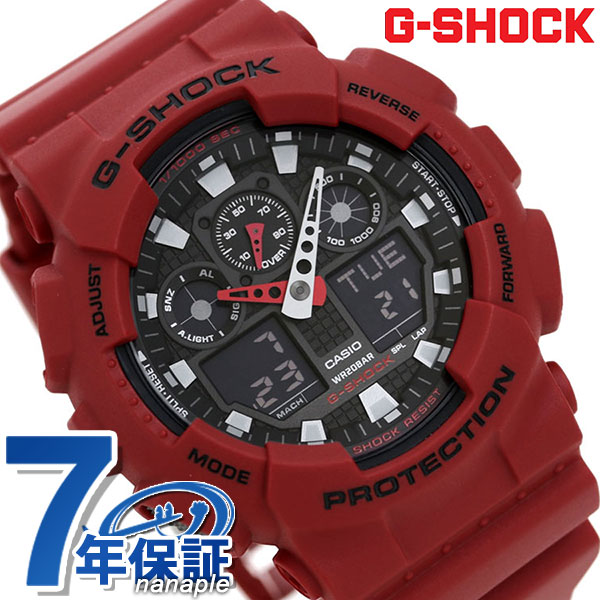 g-shock CASIO GA-100B-4ADR 腕時計 カシオ gショック コンビネーションモデル ブラック × レッド 時計 ジーショック |  腕時計のななぷれ