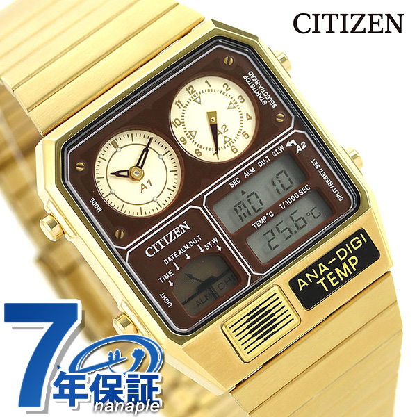 【代引不可】 正規品 新品 7年保証 送料無料 シチズン レコードレーベル アナデジテンプ 腕時計 アナログ ゴールド CITIZEN 温度計 JG2103-72X 即出荷 デジタル クロノグラフ