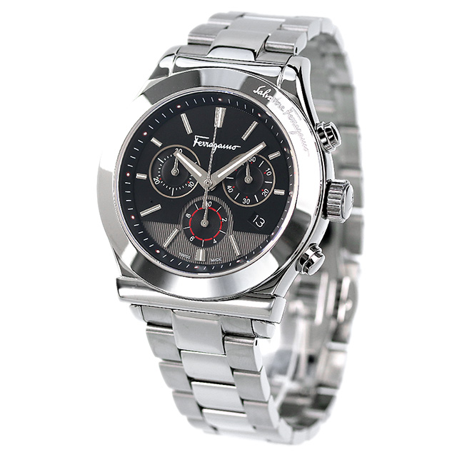 フェラガモ 1898 42mm クロノグラフ スイス製 メンズ FFM080016 Ferragamo 腕時計 ブラック 時計 | 腕時計のななぷれ