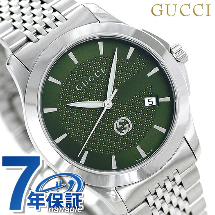 楽天市場 5日は1万円割引クーポンに店内ポイント最大57倍 グッチ 時計 Gタイムレス 40mm メンズ 腕時計 Ya Gucci グリーン 腕時計のななぷれ