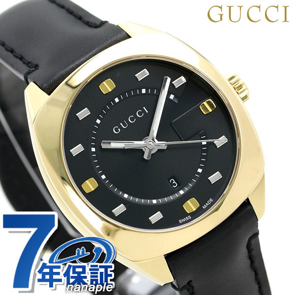 【1500円割引クーポンに店内ポイント最大60倍】 グッチ GUCCI レディース 腕時計 GG2570 コレクション ミディアム 37mm  YA142408 ブラック 革ベルト 時計 | 腕時計のななぷれ