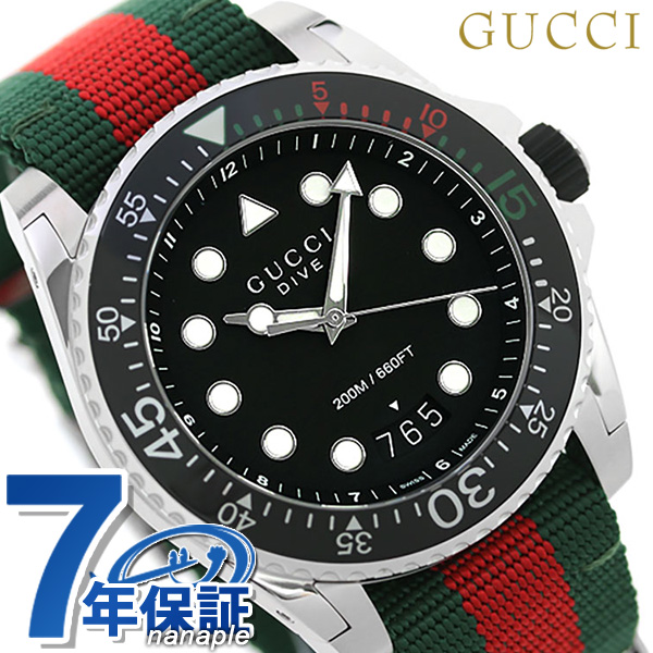 【5日は+4倍に1000円割引クーポン】 グッチ 時計 メンズ GUCCI 腕時計 ダイヴ 48mm YA136209A ブラック×グリーン |  腕時計のななぷれ