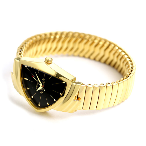 ハミルトン ベンチュラ フレックスブレスレット 蛇腹 メンズ 腕時計 H24301131 HAMILTON ブラック×ゴールド | 腕時計のななぷれ