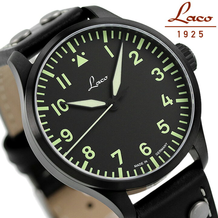 楽天市場 Laco ラコ 時計 パイロット アルテンブルク42 42mm パイロットウォッチ ドイツ製 自動巻き メンズ 腕時計 2 オールブラック 黒 腕時計のななぷれ