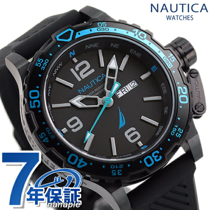 楽天市場 Nautica ノーティカ 時計 グレンロック ラグーン 46mm 100防水 メンズ 腕時計 Napglf116 ブラック 腕時計 のななぷれ