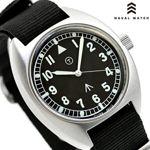 �i�o���E�H�b�` Naval military watch Royal Air Force Type �N�H�[�c �d�r�� �r���v �u�����h �����Y NAVAL WATCH Mil-02A-BK �A�i���O �u���b�N �� ������� �h�� �v���[���g �j�� ���p�I
