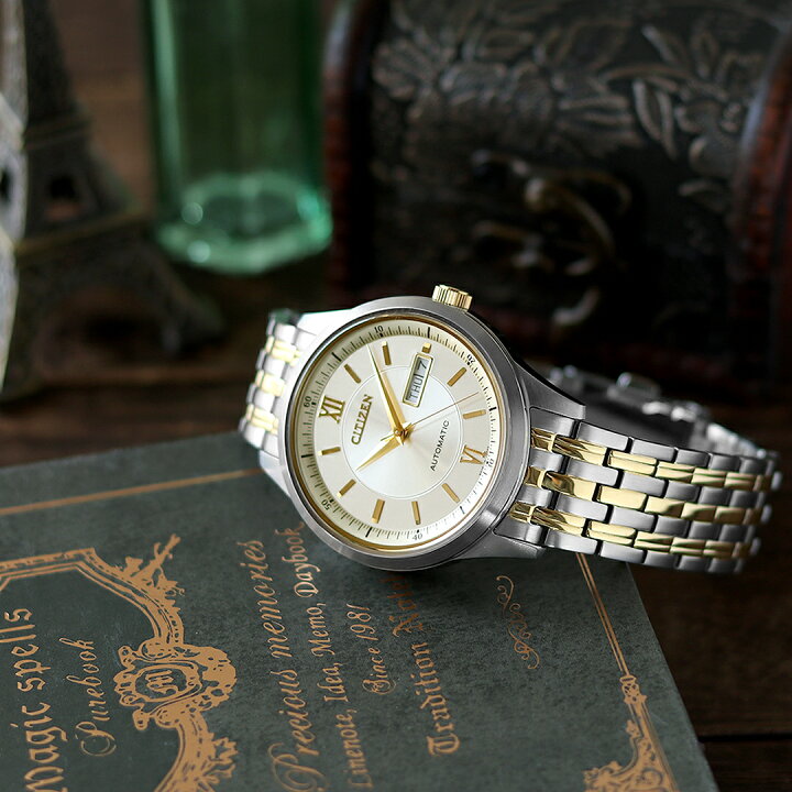 自動巻き時計 しるバー文字盤 ゴーるドけーす 自動巻き時計 すてンれすすちーる ゴーるド