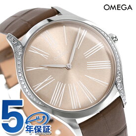 オメガ デビル 39mm クオーツ 腕時計 ブランド レディース ダイヤモンド OMEGA 428.18.39.60.13.001 アナログ グレー トープブラウン スイス製