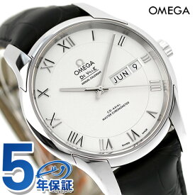 オメガ デビル アワービジョン 41mm 自動巻き 腕時計 ブランド メンズ 革ベルト OMEGA 433.13.41.22.02.001 アナログ シルバー ブラック 黒 スイス製 記念品 ギフト 父の日 プレゼント 実用的