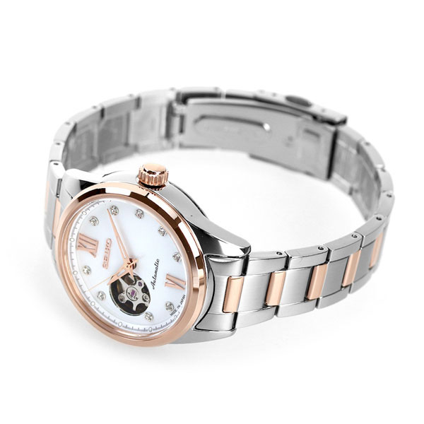 セイコー メカニカル オープンハート 日本製 自動巻き レディース 腕時計 SSDE010 SEIKO セイコーセレクション シルバー×ピンクゴールド  時計 | 腕時計のななぷれ