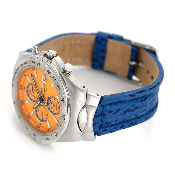 セイコー ジウジアーロ マッキナスポルティーバ 流通限定モデル メンズ 腕時計 SNAF83PC SEIKO シエナオレンジ×ブルー 革ベルト 時計  | 腕時計のななぷれ