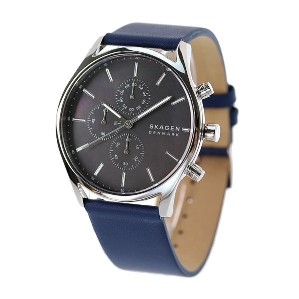 スカーゲン 腕時計 メンズ SKW6653 SKAGEN ホルスト クロノグラフ マザーオブパール×ブルー 時計 革ベルト | 腕時計のななぷれ