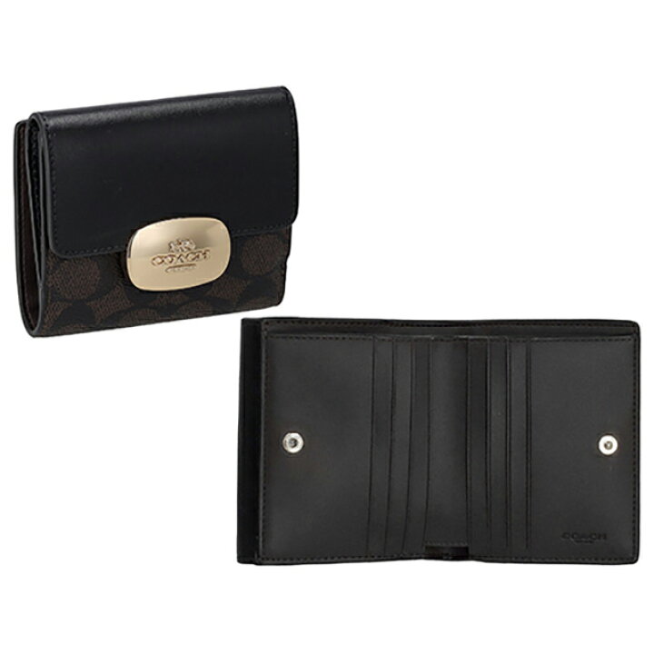 ＼2000円OFFクーポン★さらに9倍／ コーチ 二つ折り財布 レディース ブランド COACH レザー C4124 IMBLK ブラック ウォレット 高級 おしゃれ プレゼント 実用的
