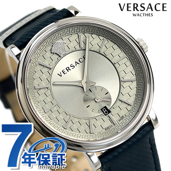 【10日は2000円割引クーポンに店内ポイント最大47倍】 ヴェルサーチ 時計 V-サークル 42mm クロノグラフ メンズ 腕時計  VEBQ01719 VERSACE シルバー×ブルー | 腕時計のななぷれ