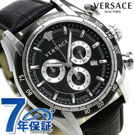 ヴェルサーチ 時計 メンズ 腕時計 V-レイ クロノグラフ スイス製 VEDB00118 VERSACE ブラック 革ベルト 新品