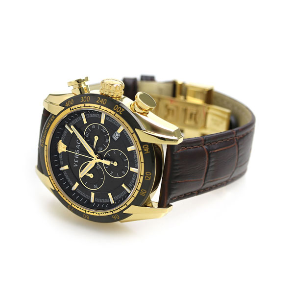 ヴェルサーチ 時計 メンズ 腕時計 V-レイ クロノグラフ スイス製 VEDB00318 VERSACE ブラック×ダークブラウン 革ベルト 新品 |  腕時計のななぷれ