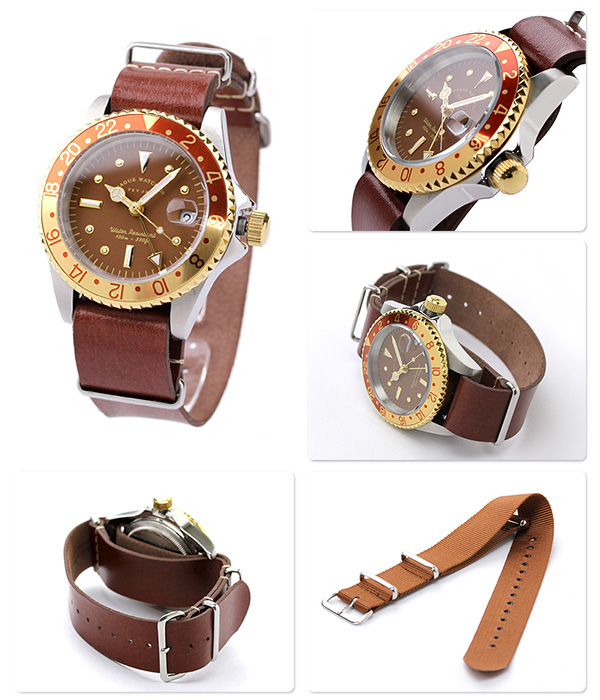 ＼15日は+4倍でP最大23倍／ ヴァーグウォッチ 腕時計 メンズ GMT ブラウン ジーエムティー ブラウン レザーベルト VAGUE WATCH  Co. BG-L-001 時計 | 腕時計のななぷれ