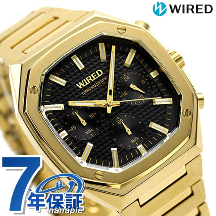 楽天市場 セイコー ワイアード 8角モデル クロノグラフ メンズ 腕時計 Agat446 Seiko Wired ブラック ゴールド 腕時計 のななぷれ
