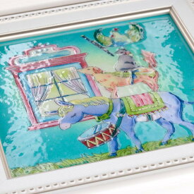 ブレーメン　七宝焼　七宝焼き　絵画　額　アート　イラスト　童話　プレゼント　贈り物　母の日　記念日　誕生日　インテリア　絵画額入り