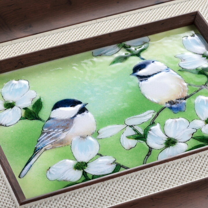 楽天市場】ハナミズキと小鳥（白）七宝 七宝焼 額 アート アート 