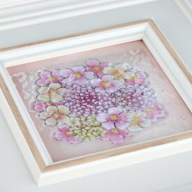 桜　ブーケ　七宝焼　七宝焼き　七宝絵画　額　アート　水彩画　絵　絵画　イラスト　ガラス　花　花束　プレゼント　新築祝　インテリア　壁掛け　額入り　誕生日　母の日　入学祝　春　退職祝　記念品