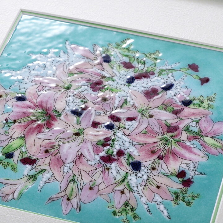 楽天市場】リリーブーケ 七宝焼 七宝焼き 七宝絵画 額 アート 水彩画 