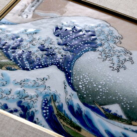 富嶽三十六景 神奈川沖浪裏　葛飾北斎 波 七宝焼　額 アート 日本画 版画 絵 絵画 イラスト リビング 玄関 インテリア