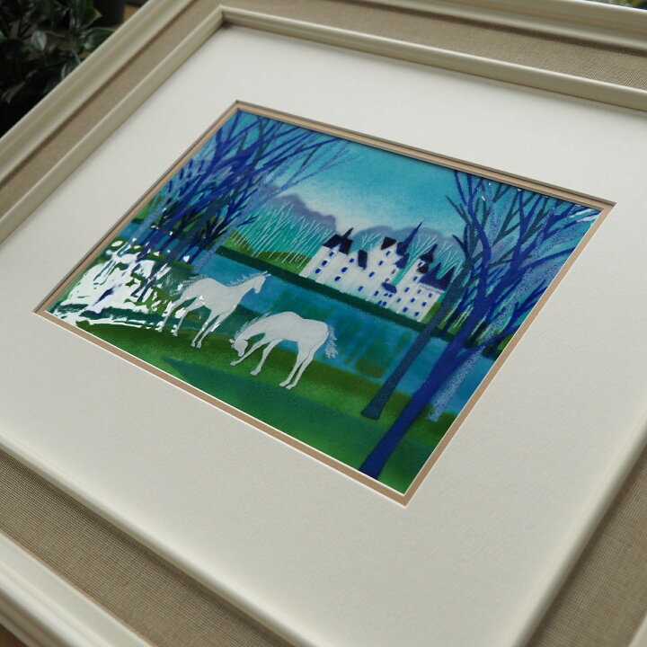 楽天市場】シャトー 七宝 七宝焼 額 アート 白馬 馬 壁飾り 油絵 