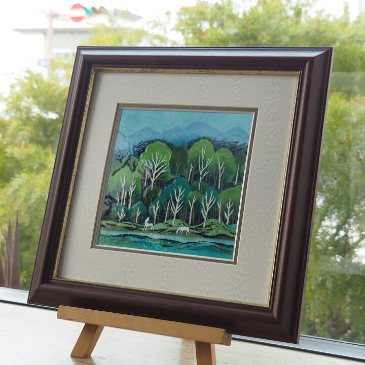 楽天市場】白馬の森 七風景画 七宝焼 七宝焼き 額 アート 水彩画 絵 