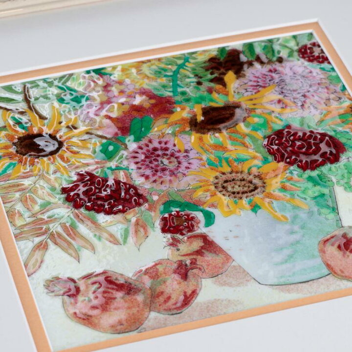 楽天市場】ひまわりとザクロ 七宝焼 七宝焼き 七宝絵画 水彩画 絵 絵画 