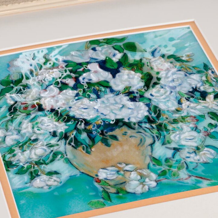 楽天市場】ゴッホの白いバラ 七宝 額 アート 水彩画 絵 絵画 イラスト 