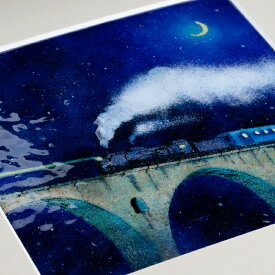 銀河鉄道 七宝 額 アート 壁飾り 油絵 水彩画 リビング インテリア タイル 癒し　壁掛け　絵画　額入り　誕生日　母の日　退職祝　結婚祝い　新築祝　夜空　機関車