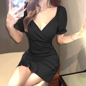 .オフショルダー セクシー キャバドレス ドレス キャバ パーティードレス ミニワンピース ラウンジ ワンピース キャバクラ フリル タイト 秋冬 春夏 キャバワンピ ミニドレス 大人可愛い カシュクール アシンメトリー ボディコン カシュクール 超ミニ 半袖 大きいサイズ