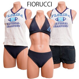 .限定1着のみ　レディース高級ブランド水着【FIORUCCI フィオルッチ】POPなロゴ タンキニホルターネックビキニ＋カバーパンツ付き4点セット 7号S 9号M ￥3980以上 送料無料