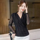 レース トップス レディース 長袖 フォーマル シースルー ブラウス カットソー 黒 透け感 透け透け シャツ オフィス カジュアル カシュクール トップス 大きいサイズ セクシー 大人 上品 ドレープ 秋冬 春 起毛 裏ボア 一枚で決まる キャバ ダンス 衣装 黒 m/l/xl